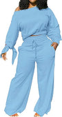 Damen Zweiteiler Set: Lässiges Off-Shoulder Outfit-Blau-S-Luzern Mode