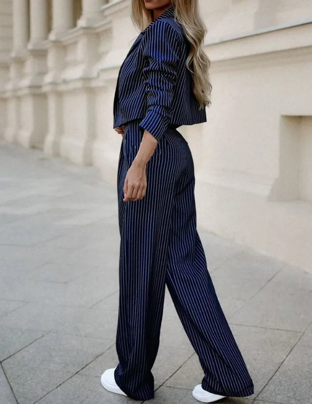 Damen Nadelstreifen Anzug Set - Eleganter Business Look-Luzern Mode