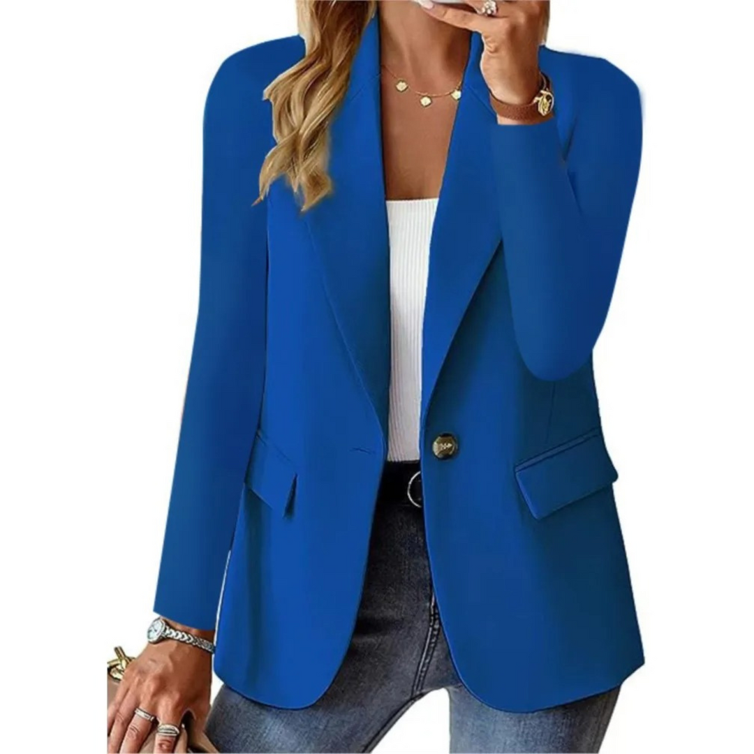 Damen Blazer Elegant Business Casual Anzugjacke Büro-Blau-S-Luzern Mode