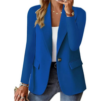Damen Blazer Elegant Business Casual Anzugjacke Büro-Blau-S-Luzern Mode