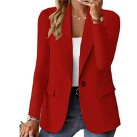 Damen Blazer Elegant Business Casual Anzugjacke Büro-Rot-S-Luzern Mode