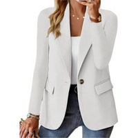 Damen Blazer Elegant Business Casual Anzugjacke Büro-Weiß-S-Luzern Mode