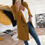 Eleganter Damenmantel mit Reverskragen und Knöpfen-Braun-S-Luzern Mode