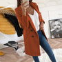 Eleganter Damenmantel mit Reverskragen und Knöpfen-Dunkel Orange-S-Luzern Mode