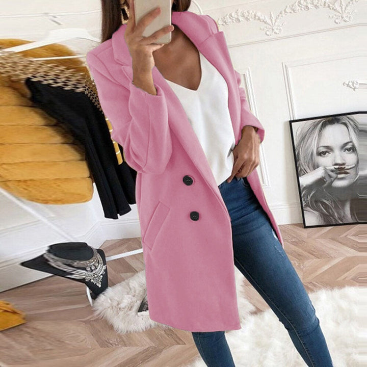 Eleganter Damenmantel mit Reverskragen und Knöpfen-Rosa-S-Luzern Mode