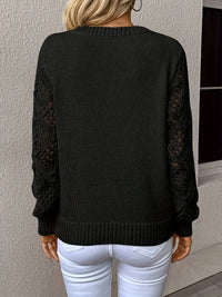 Damen Strickpullover mit Spitzenärmeln und V-Ausschnitt-Luzern Mode
