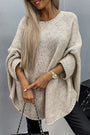 Damen Oversize Strickpullover mit Rundhalsausschnitt kaufen-Beige-S-Luzern Mode