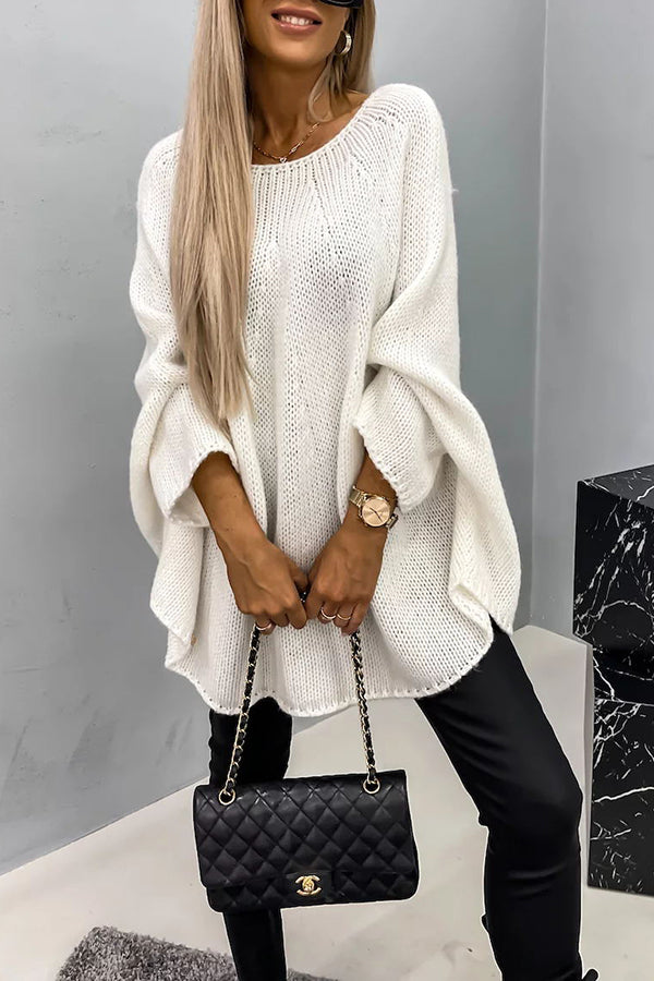 Damen Oversize Strickpullover mit Rundhalsausschnitt kaufen-Creme-S-Luzern Mode