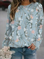 Damen Langarmshirt mit Blumenmuster - Bequem & Modisch-Grau-S-Luzern Mode