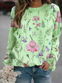Damen Langarmshirt mit Blumenmuster - Bequem & Modisch-Grün-S-Luzern Mode