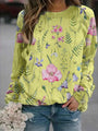 Damen Langarmshirt mit Blumenmuster - Bequem & Modisch-Hellgrün-S-Luzern Mode