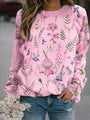 Damen Langarmshirt mit Blumenmuster - Bequem & Modisch-Rosa-S-Luzern Mode