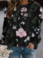 Damen Langarmshirt mit Blumenmuster - Bequem & Modisch-Schwarz-S-Luzern Mode