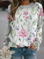 Damen Langarmshirt mit Blumenmuster - Bequem & Modisch-Weiß-S-Luzern Mode