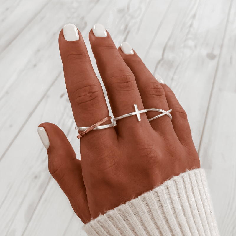 Gekreuzter Ring | Sterlingsilber Gold Schlicht Einzigartig Stilvoll Langlebig-Luzern Mode