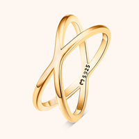Gekreuzter Ring | Sterlingsilber Gold Schlicht Einzigartig Stilvoll Langlebig-Gold-5-Luzern Mode