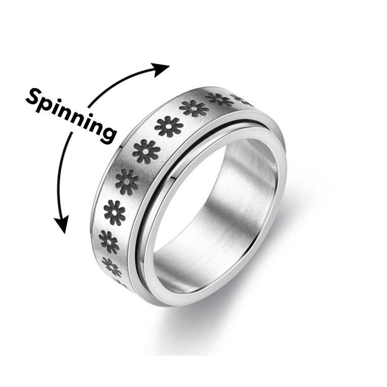 Dreh-Ring | Stilvoll | Beruhigend | Langlebig | Vielseitig | Leicht | Anti-Stress-Blumen-6-Luzern Mode