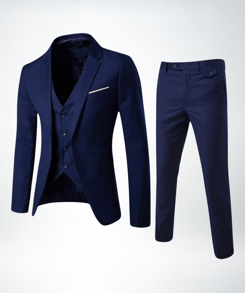 Herren Anzug Set Slim Fit Business Hochzeit dreiteilig-Dunkelblau-S-Luzern Mode