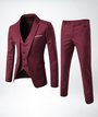 Herren Anzug Set Slim Fit Business Hochzeit dreiteilig-Rot-S-Luzern Mode