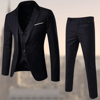 Herren Anzug Set Slim Fit Business Hochzeit dreiteilig-Schwarz-S-Luzern Mode