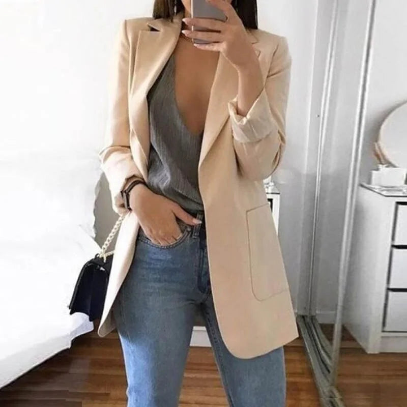 Damen Blazer Elegant Business Casual für Büro und Alltag-Aprikose-S-Luzern Mode