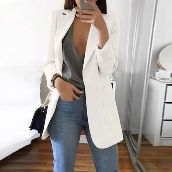 Damen Blazer Elegant Business Casual für Büro und Alltag-Weiß-S-Luzern Mode