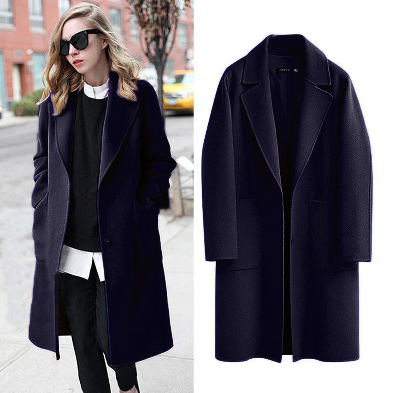 Damen Wollmantel Herbst Wintermode Eleganter Schnitt-Luzern Mode