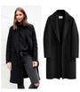 Damen Wollmantel Herbst Wintermode Eleganter Schnitt-Schwarz-M-Luzern Mode