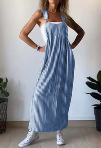 Casual Jumpsuit Damen | Streifen Look | Trendy | Locker | Alltag | Sommerstyle-Blau-S-Luzern Mode