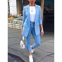 Damen Blazer Doppelreihig Elegant Business Look-Blau-S-Luzern Mode