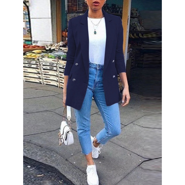 Damen Blazer Doppelreihig Elegant Business Look-Dunkelblau-S-Luzern Mode
