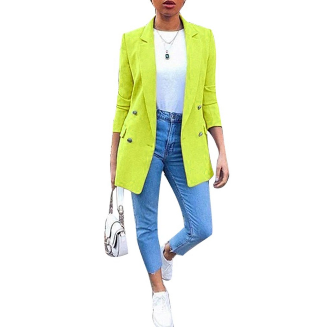 Damen Blazer Doppelreihig Elegant Business Look-Grün-S-Luzern Mode