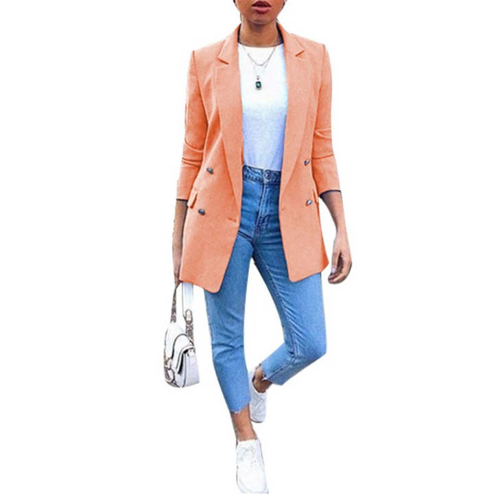 Damen Blazer Doppelreihig Elegant Business Look-Orange-S-Luzern Mode