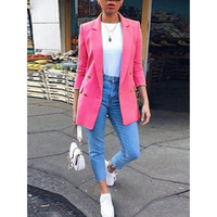 Damen Blazer Doppelreihig Elegant Business Look-Rosa-S-Luzern Mode