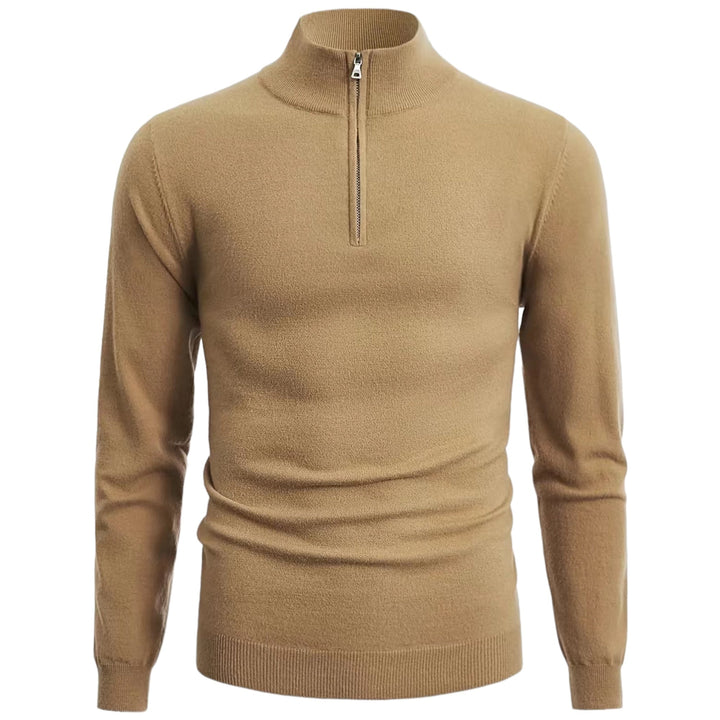 Herren Pullover mit Reißverschluss - Eleganter Strickpullover-Beige-S-Luzern Mode
