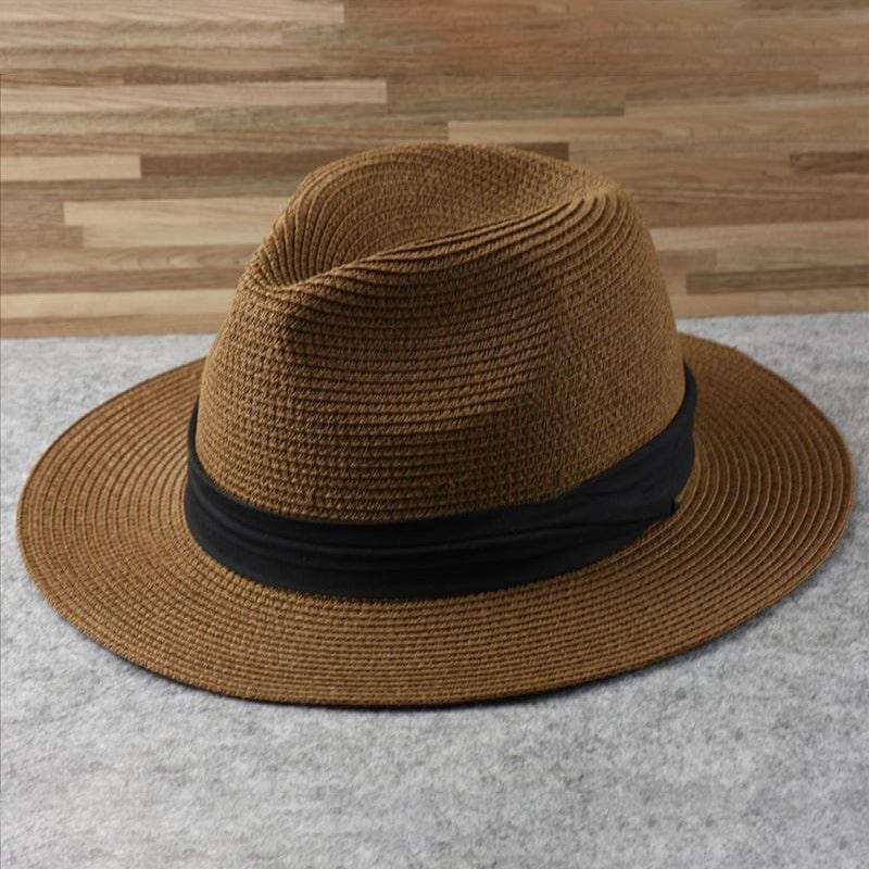Herren Panama Hut aus Stroh mit breiter Krempe-Braun-Luzern Mode