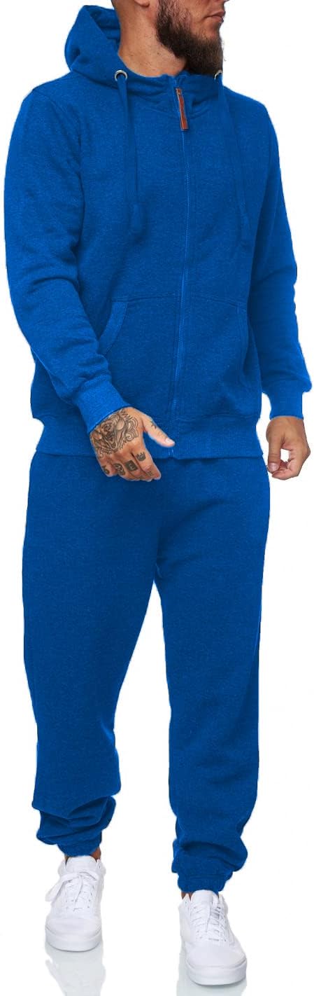 Herren Jogginganzug Kapuzenpullover Set Freizeitmode-Blau-S-Luzern Mode