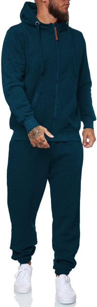 Herren Jogginganzug Kapuzenpullover Set Freizeitmode-Dunkelblau-S-Luzern Mode