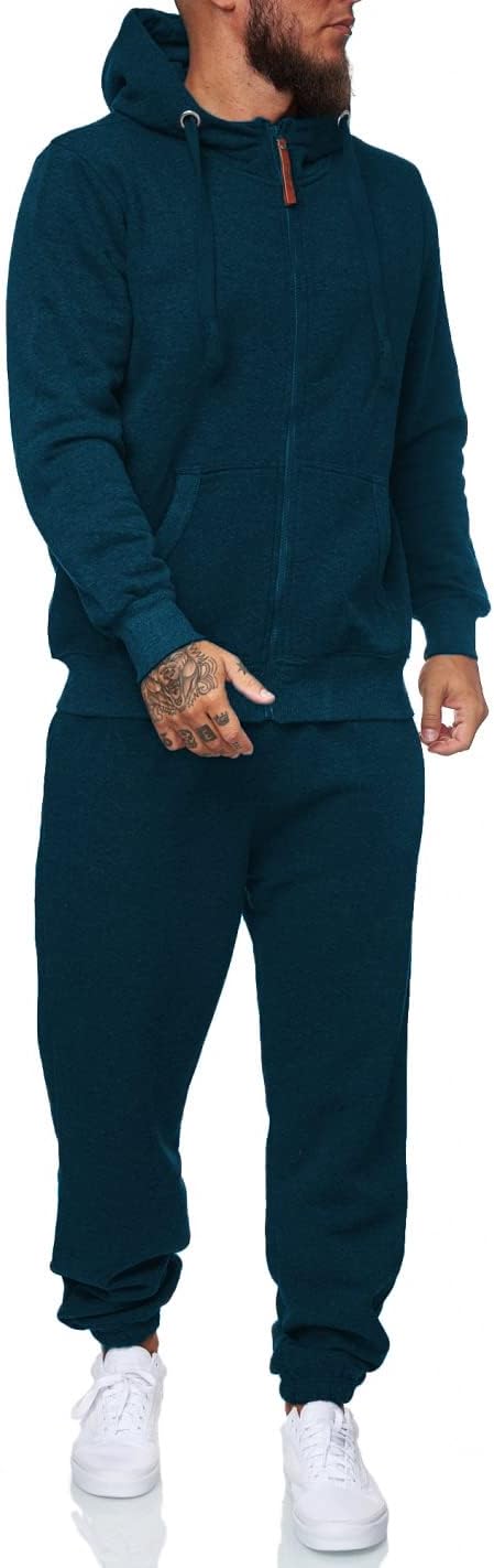 Herren Jogginganzug Kapuzenpullover Set Freizeitmode-Dunkelblau-S-Luzern Mode
