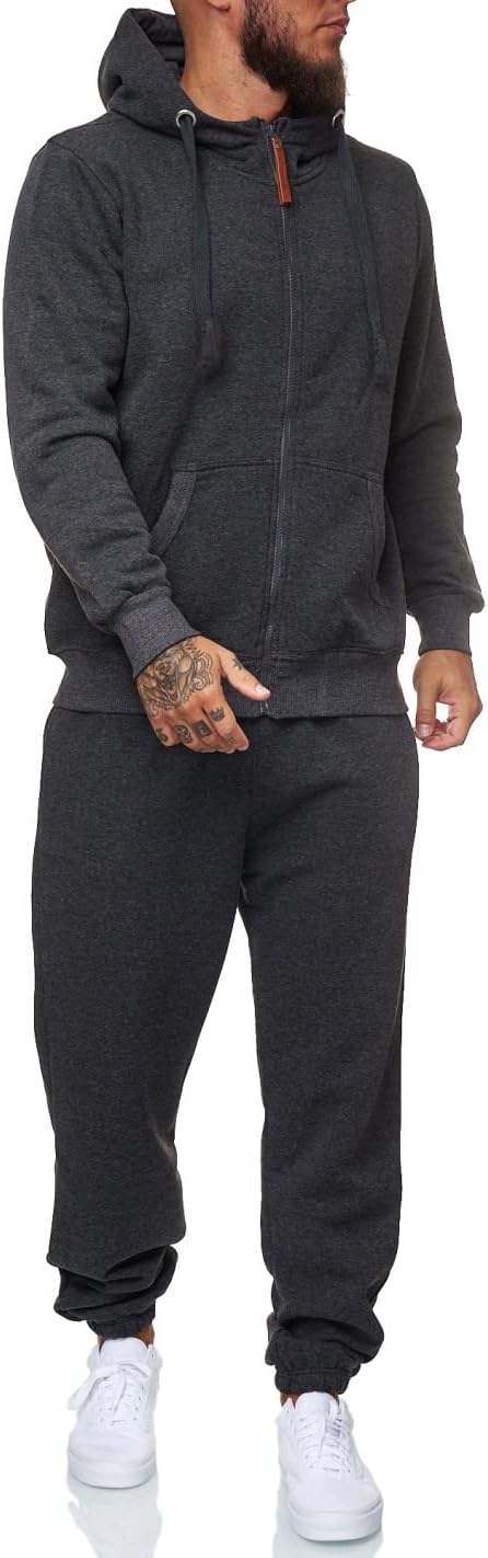 Herren Jogginganzug Kapuzenpullover Set Freizeitmode-Dunkelgrau-S-Luzern Mode