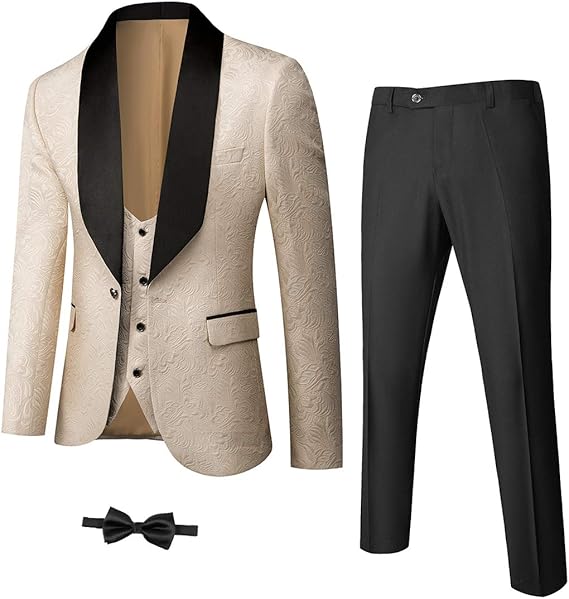 Herren Anzug Set mit Weste und Krawatte für Business-Beige-XS-Luzern Mode