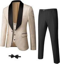 Herren Anzug Set mit Weste und Krawatte für Business-Beige-XS-Luzern Mode