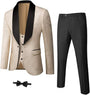 Herren Anzug Set mit Weste und Krawatte für Business-Beige-XS-Luzern Mode