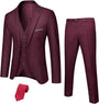 Herren Anzug Set mit Weste und Krawatte für Business-Bordeaux (Stretch)-XS-Luzern Mode
