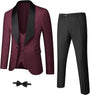 Herren Anzug Set mit Weste und Krawatte für Business-Bordeaux-XS-Luzern Mode