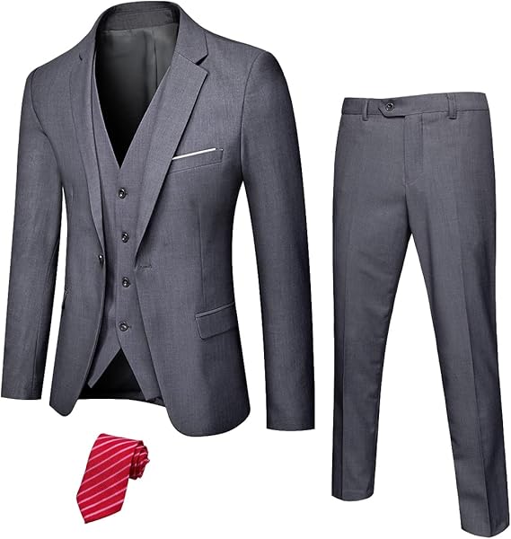 Herren Anzug Set mit Weste und Krawatte für Business-Dunkelgrün (Stretch)-XS-Luzern Mode