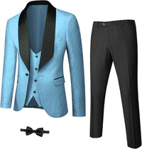 Herren Anzug Set mit Weste und Krawatte für Business-Hellblau-XS-Luzern Mode