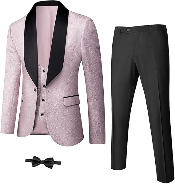 Herren Anzug Set mit Weste und Krawatte für Business-Hellrosa-XS-Luzern Mode
