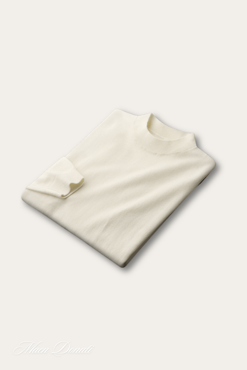 Herren Rollkragenpullover aus Kaschmir für kalte Tage-Weiß-M-Luzern Mode