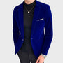 Herren Samt Blazer für elegante Anlässe und Events-Blau-M-Luzern Mode